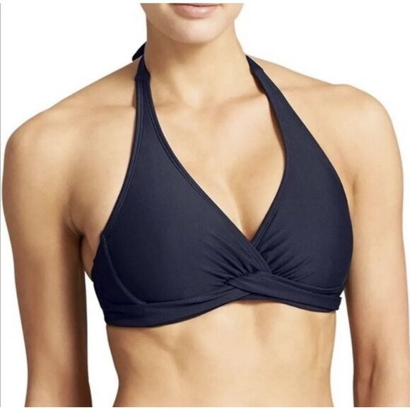 ATHLETA Women’s Black Tara Halter Bra-Sized Twist Bikini Top 34 B/C Style #96486 - Picture 1 of 6